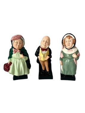 3 Royal Doulton Figurines Charles Dickens Series Bardell Gamp Micawber